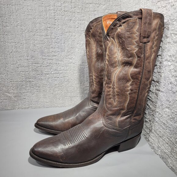 Dan Post Earp Mens Size US 10 Creed Brown Leather Western Pull On Cowboy Boots - Picture 6 of 12